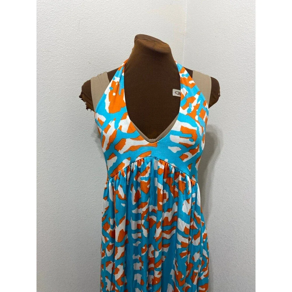 Diane Von Furstenberg Maxi Dress Halter Neckline Silk Blend Women’s Size 10 - Picture 2 of 7
